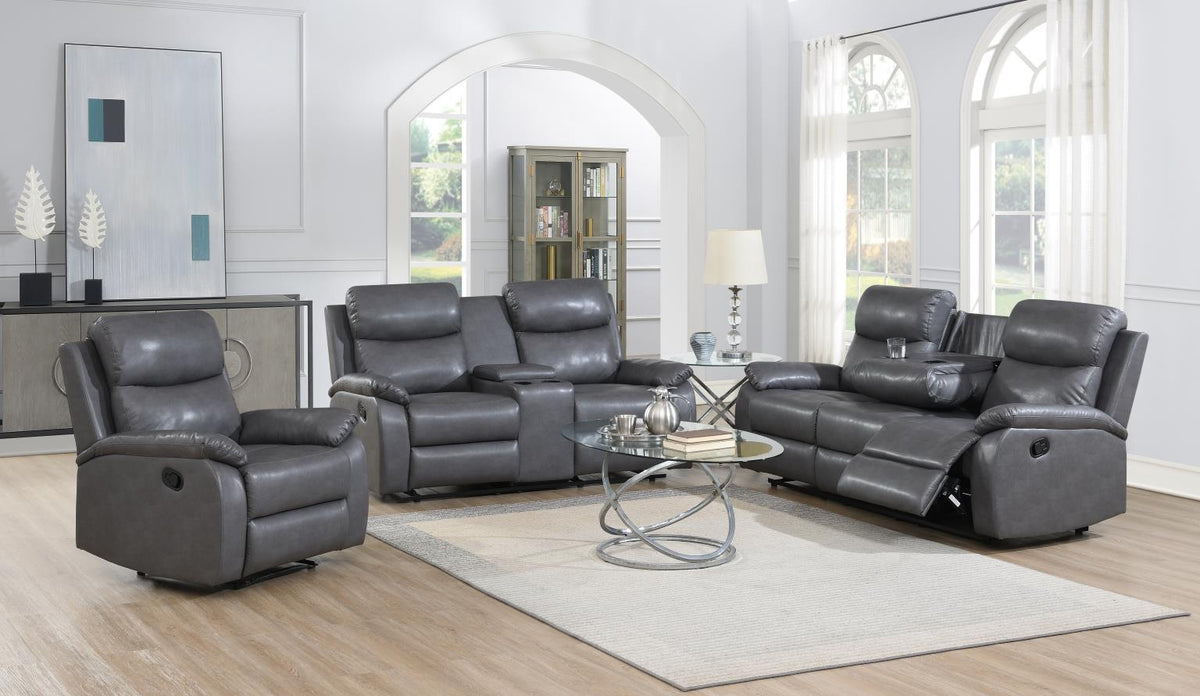 Gray Motion Sofa with Drop Down Table