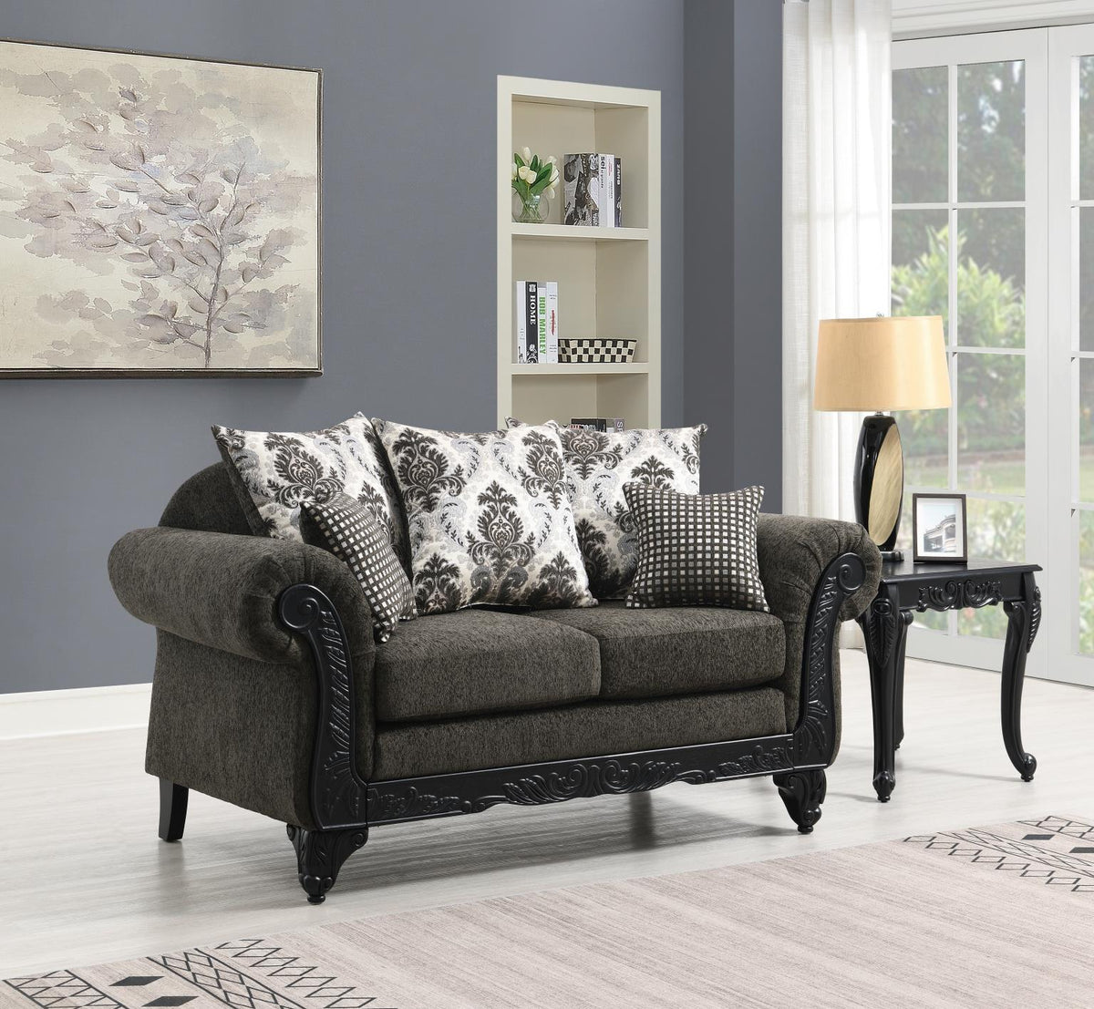 Traditional Charcoal Sofa