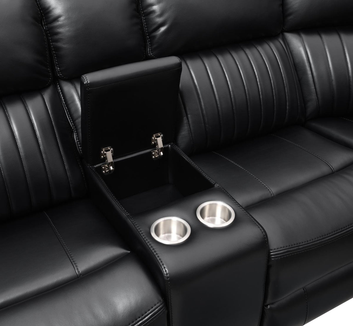 3-Piece Black Power Reclining Sectional with Screen