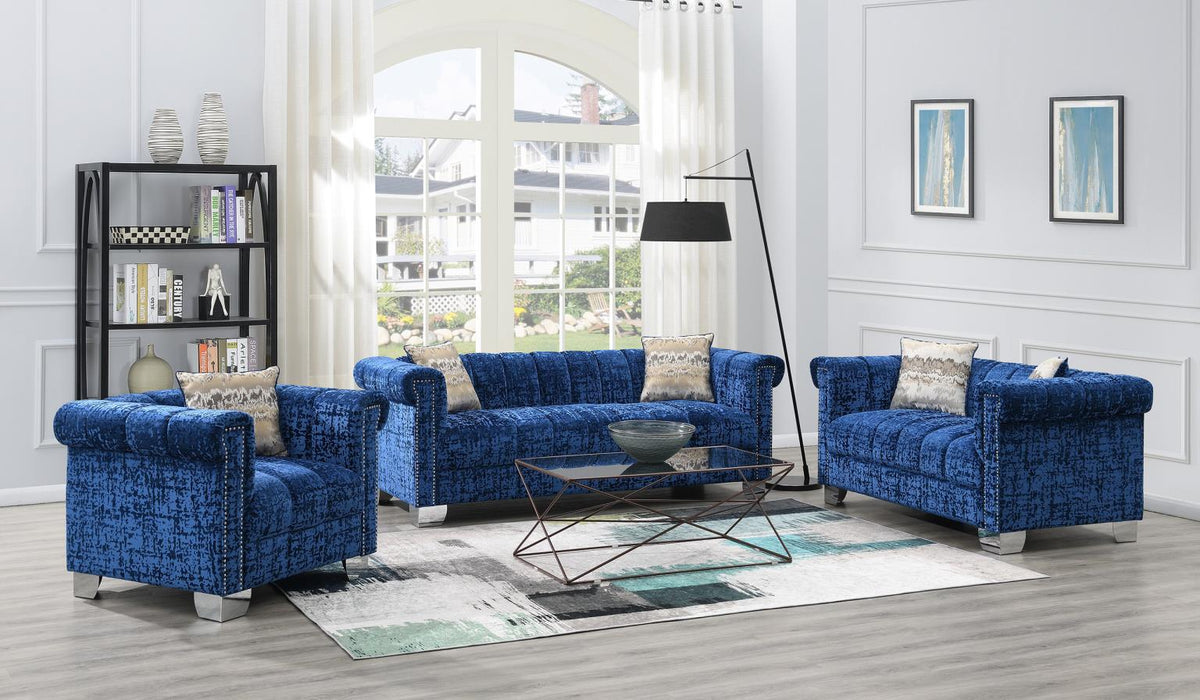 Dark Blue Crushed Velvet Sofa