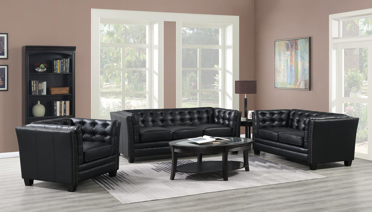 Black PU Ottoman
