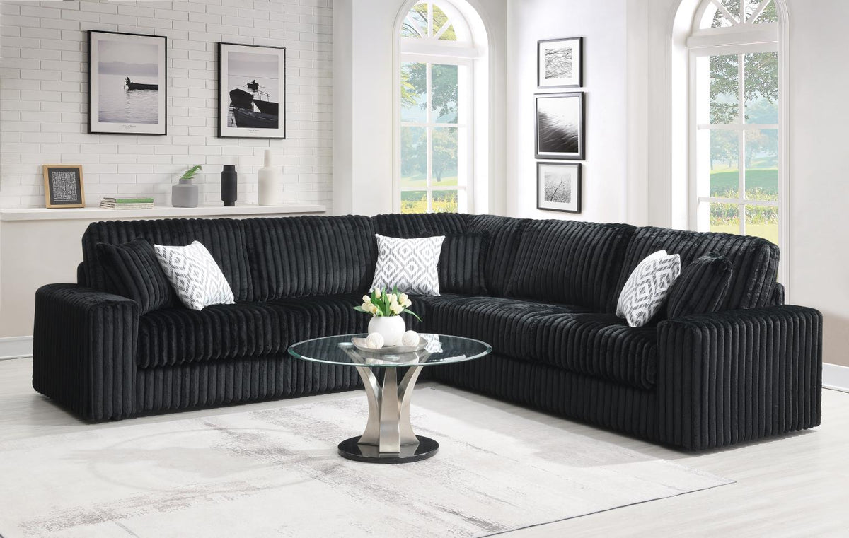 Black Corduroy 3-Piece Sectional