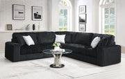 Black Corduroy 3-Piece Sectional