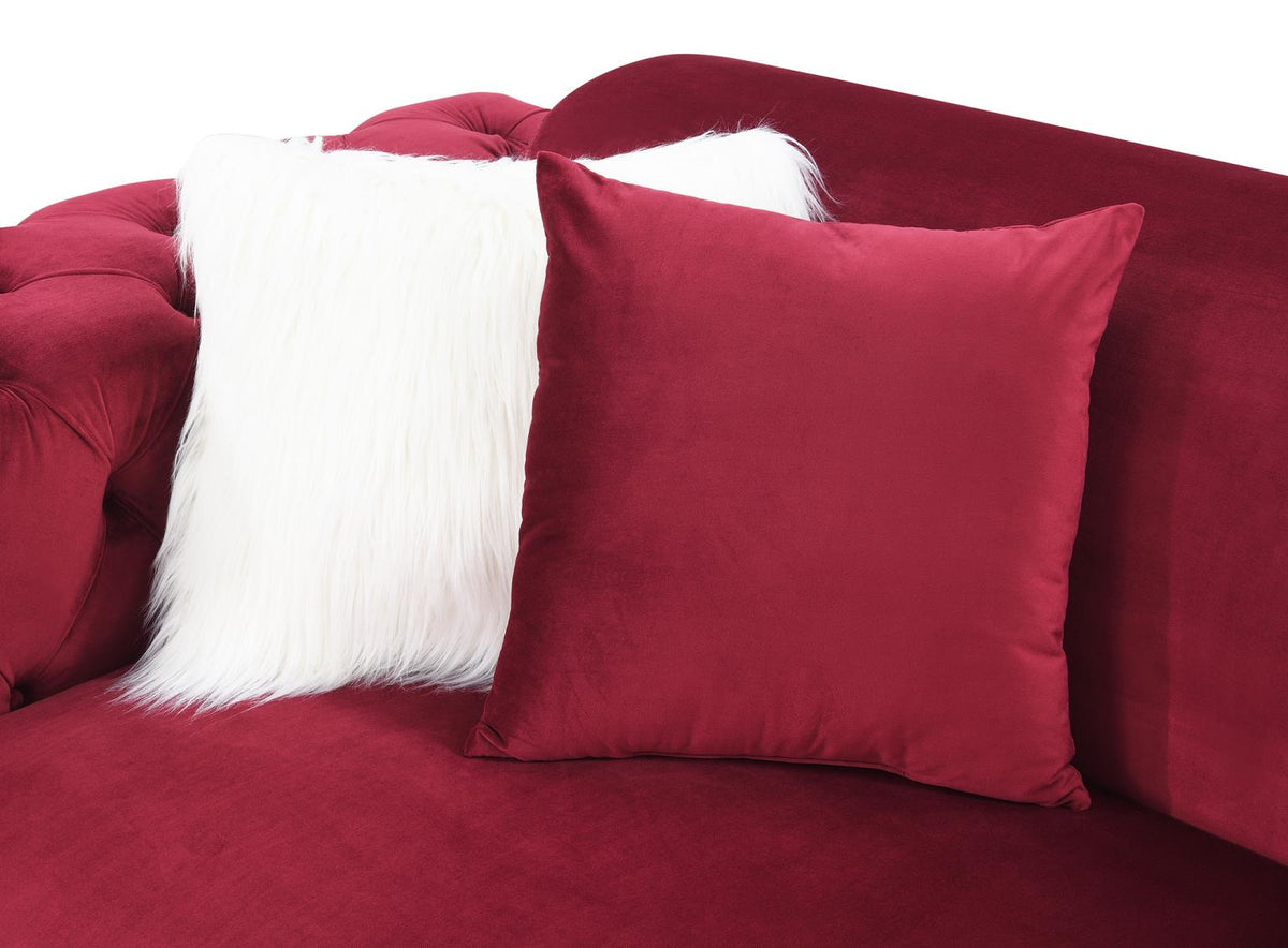 Burgundy Velvet 3-Piece Living Room Set