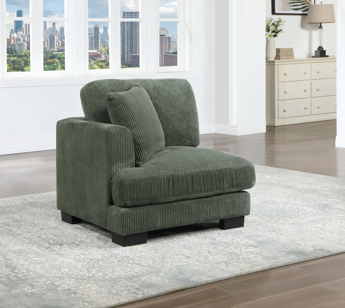 Green Left Chair with Pillow