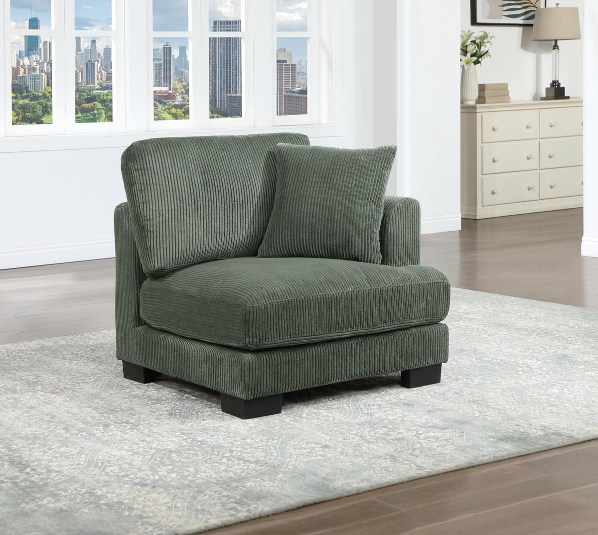 Green Left Chair with Pillow