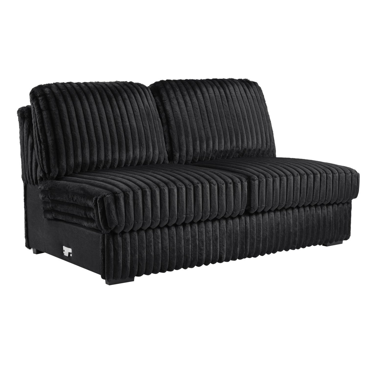 Black Corduroy Power Reclining 4-Piece Sectional with 2 Wireless Charger