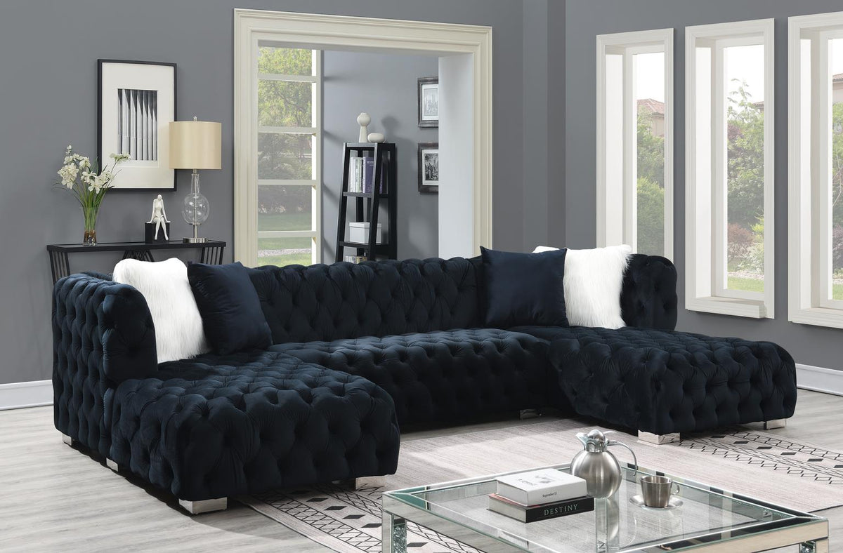 Black 3-Piece Sectional (Two Chaises)