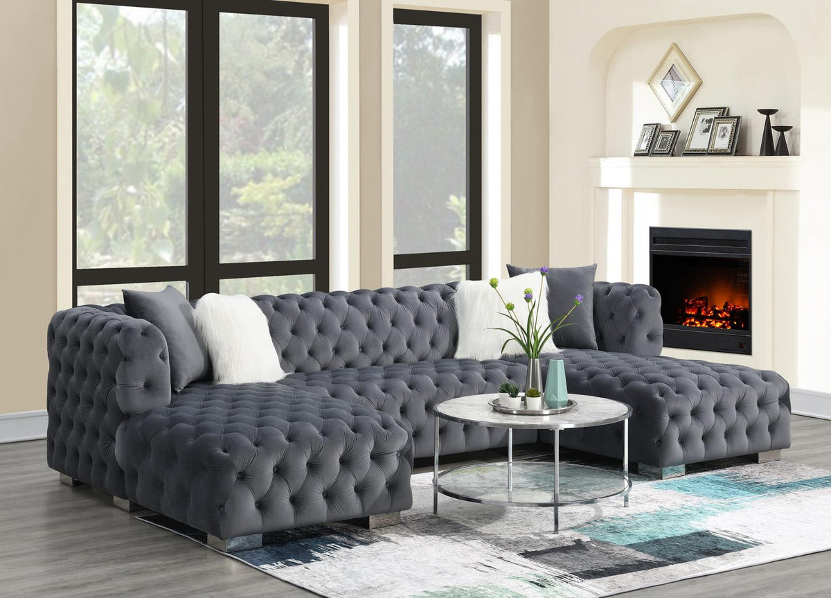 Dark Gray 3-Piece Sectional (Two Chaises)