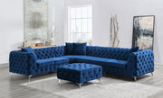 Dark Blue Velvet 3-Piece Sectional