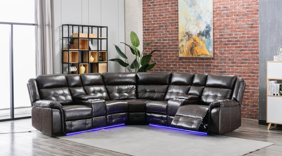 Brown 3-Piece Power Reclining Sectional