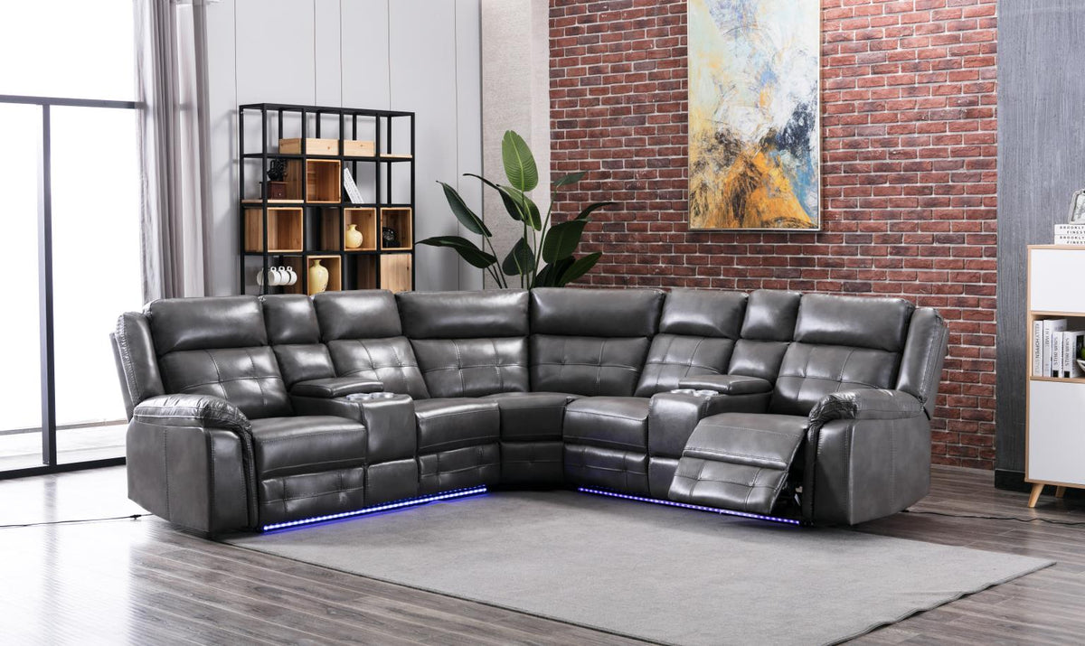 Gray 3-Piece Power Reclining Sectional