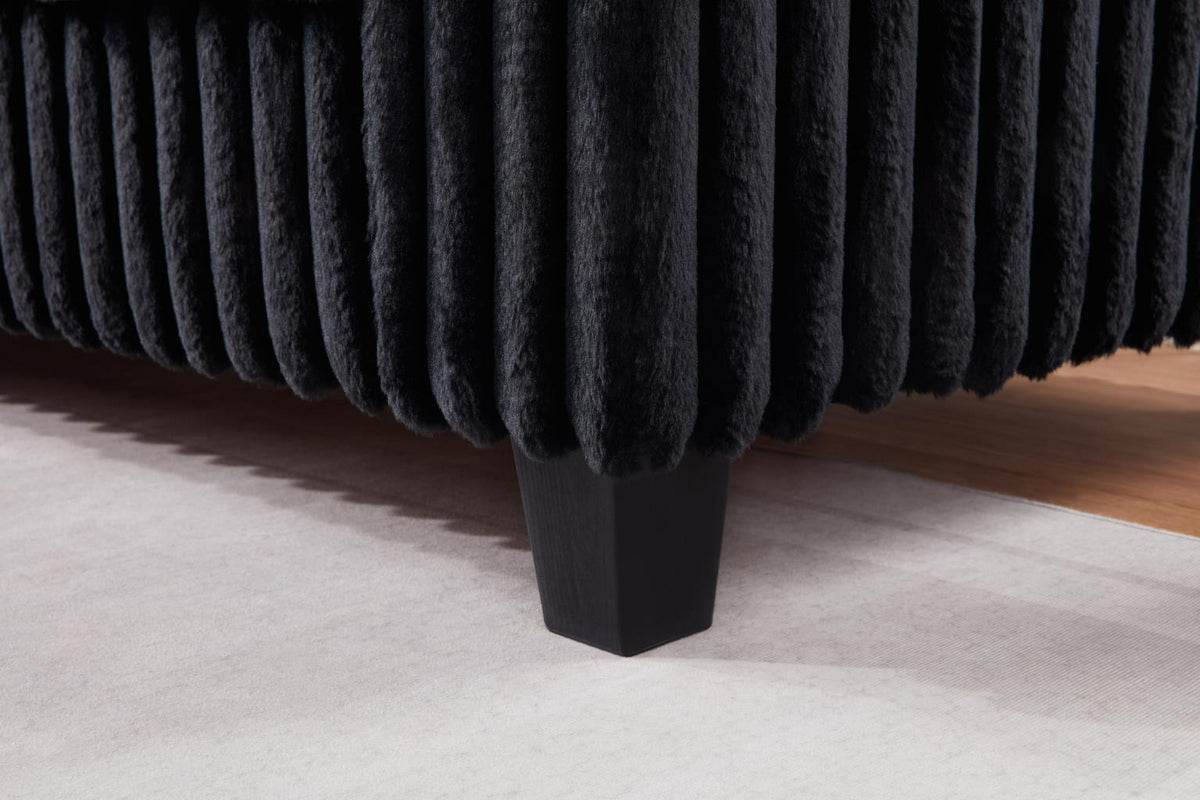 Black Corduroy 2-Piece Sectional