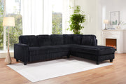 Black Corduroy 2-Piece Sectional