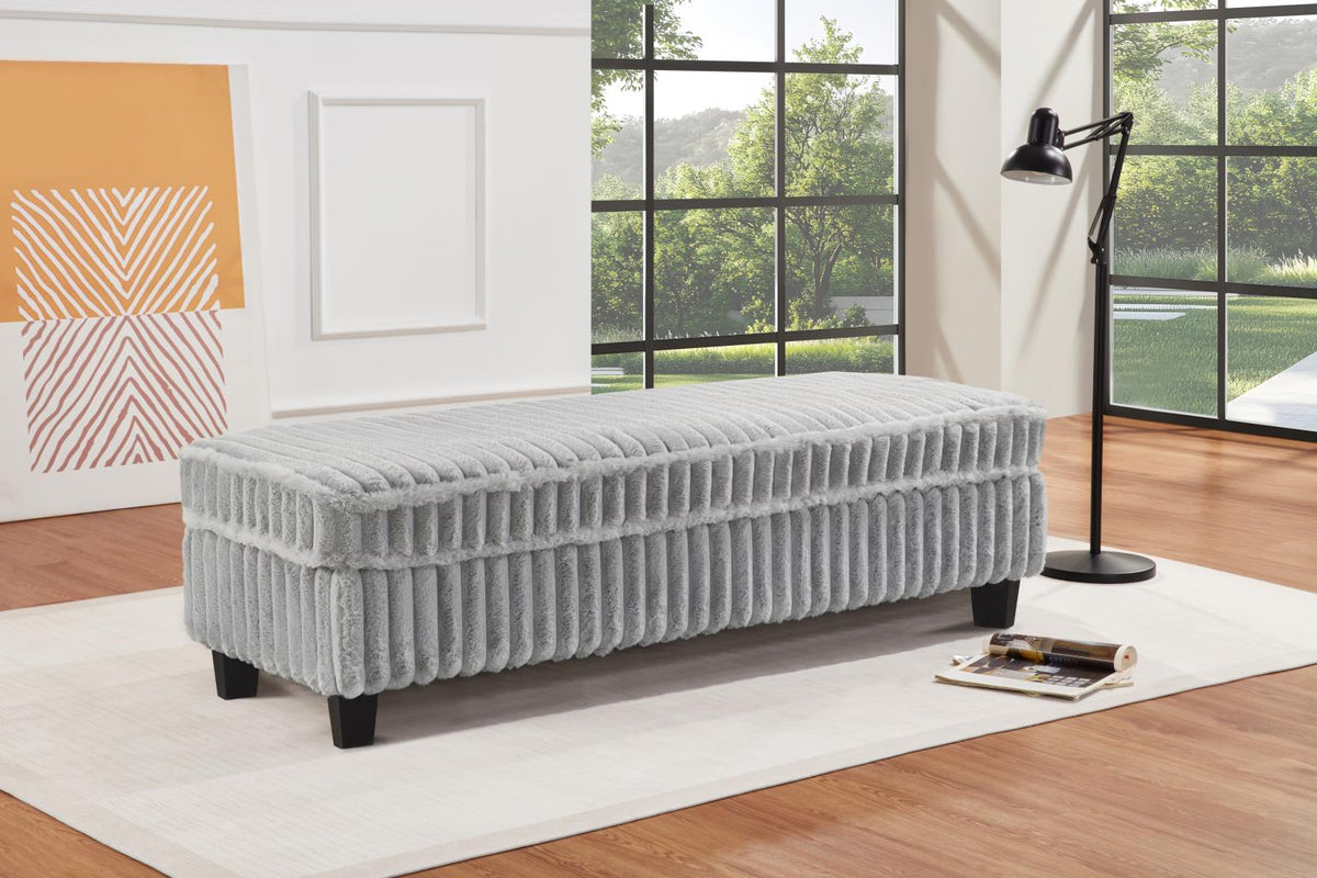 Gray Corduroy Ottoman