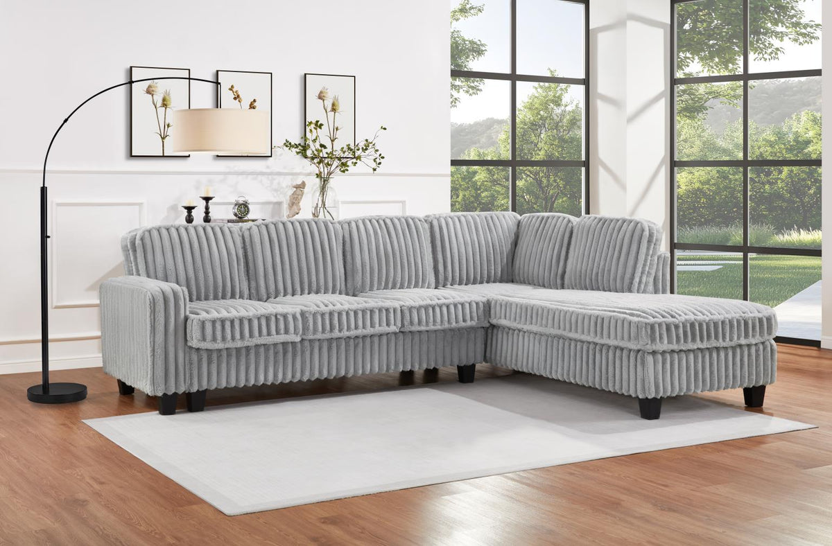 Gray Corduroy 2-Piece Sectional
