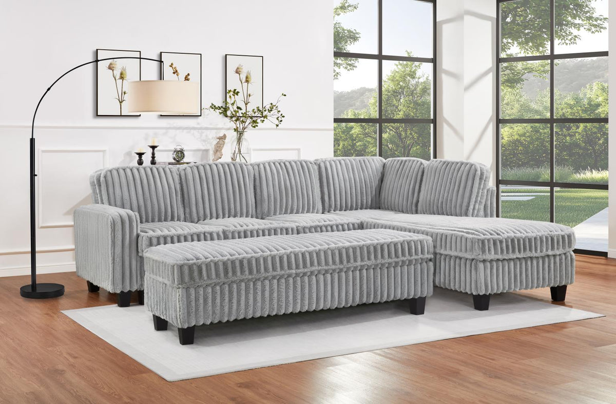 Gray Corduroy 2-Piece Sectional