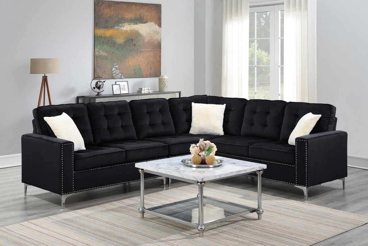 Black Velvet 4-Piece Sectional