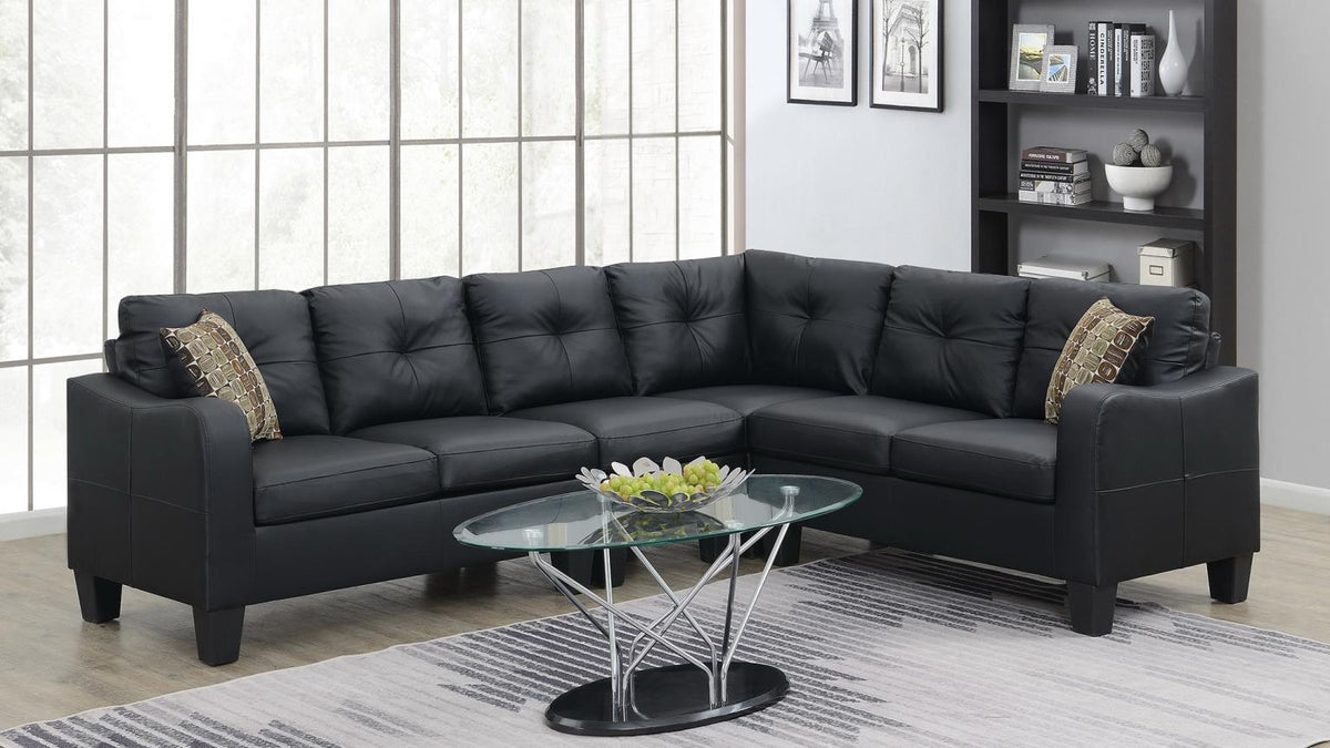 Black Leather 4-Piece Sectional