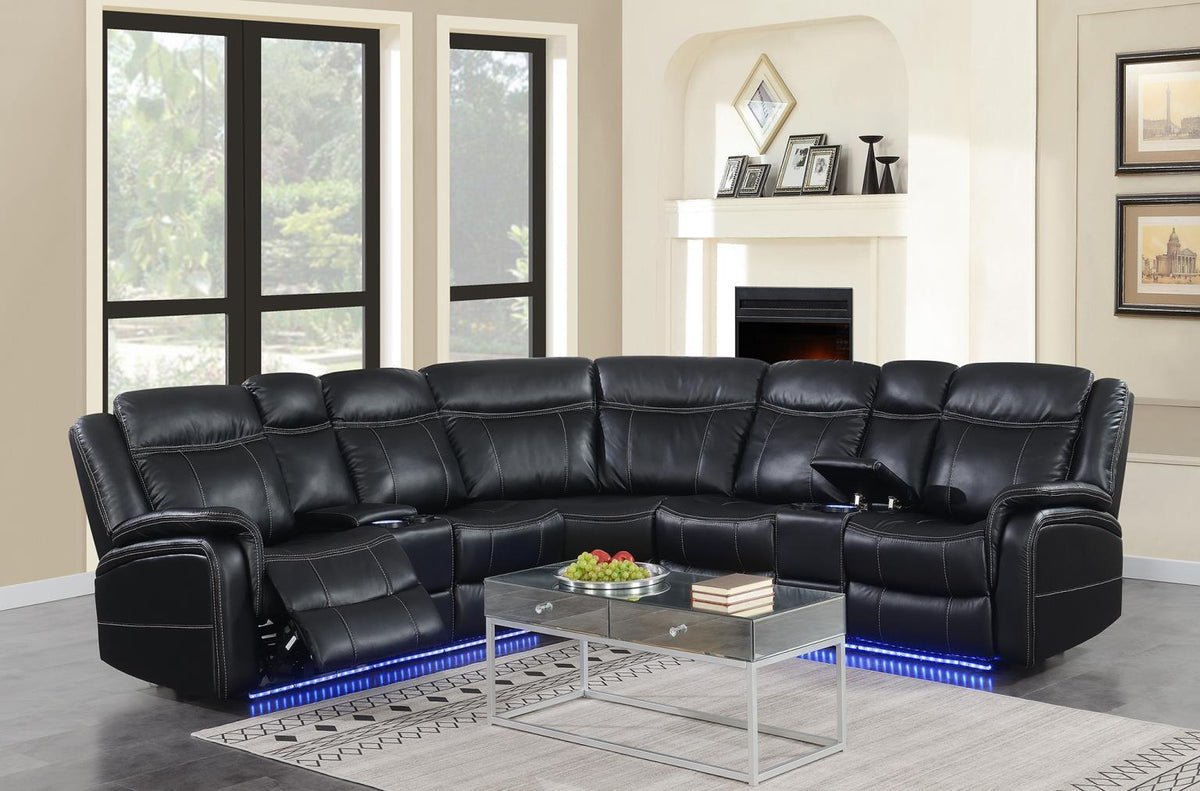 Black 3-Piece Power Reclining Sectional (2 Pwr)