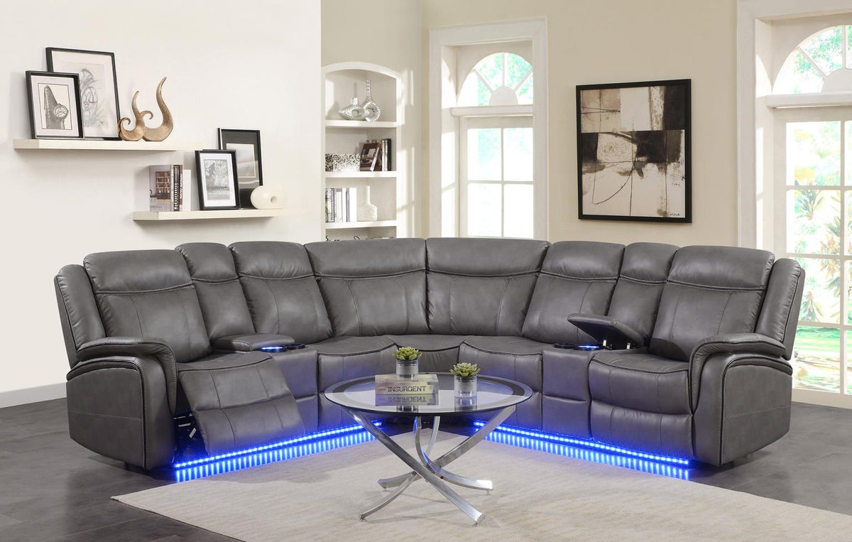 Gray 3-Piece Power Reclining Sectional (2 Pwr)