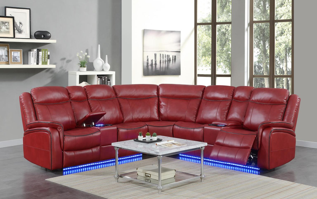 Red 3-Piece Power Reclining Sectional (2 Pwr)