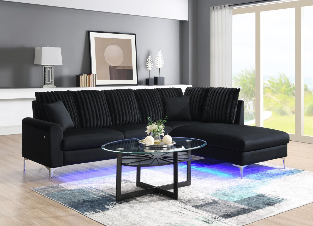 Black LED 2-Piece Sectional