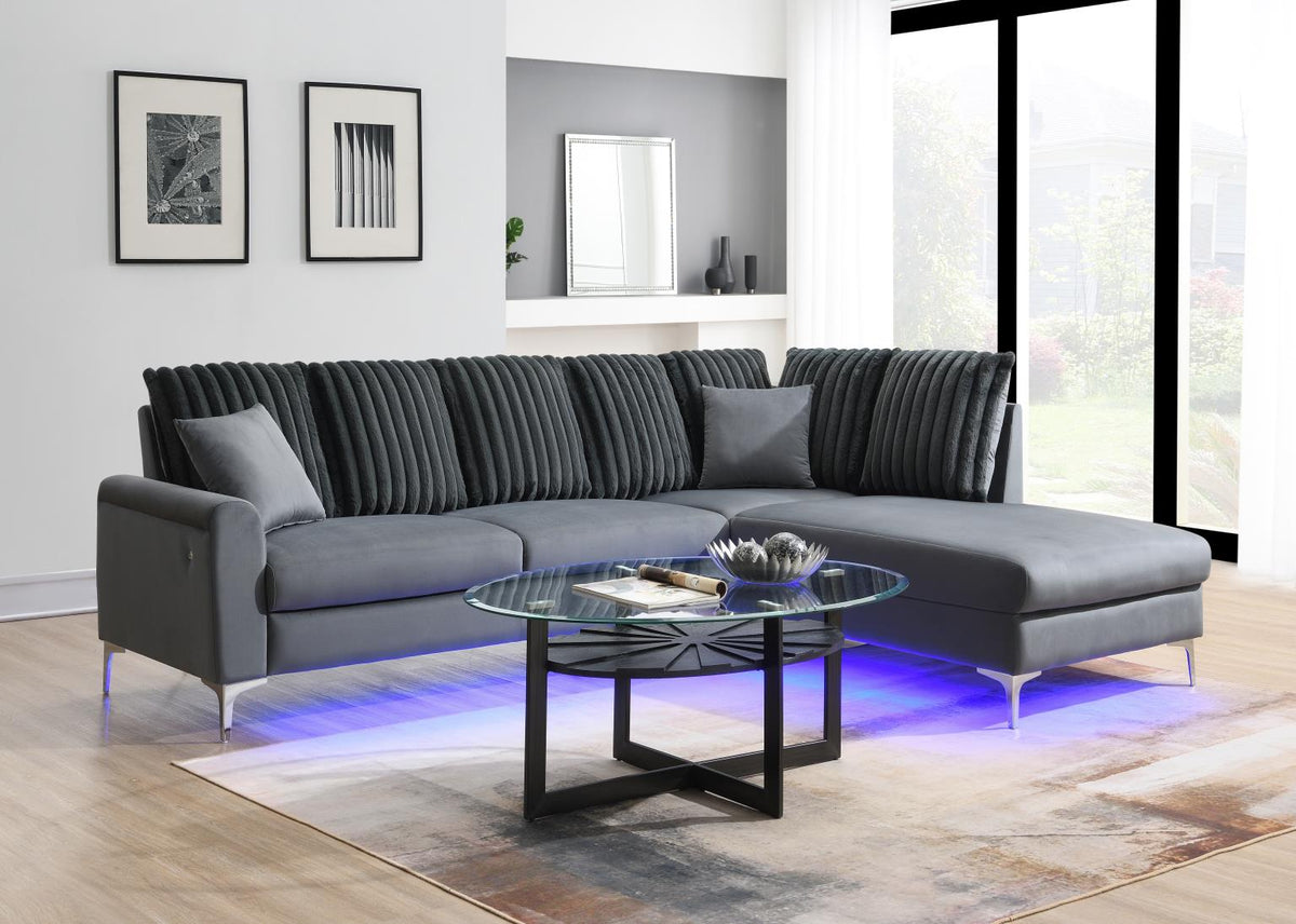 Gray LED 2-Piece Sectional