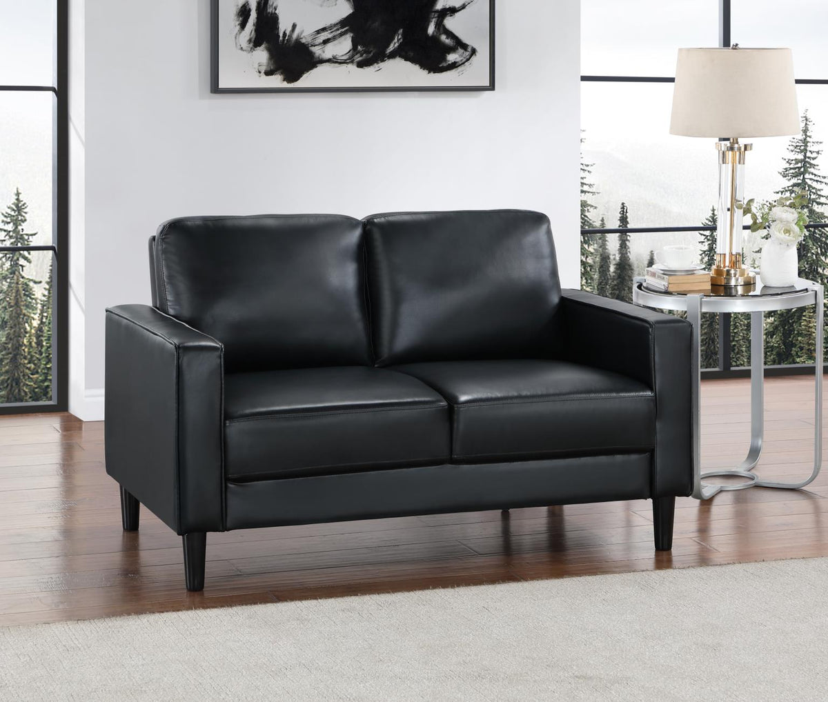 Black PU Loveseat