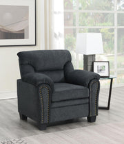Charcoal Chenille Chair with Nailhead