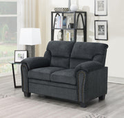 Charcoal Chenille Loveseat with Nailhead