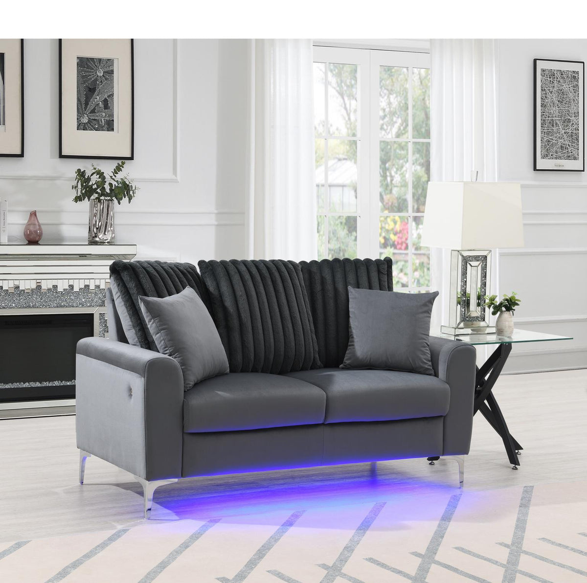 Gray LED Loveseat