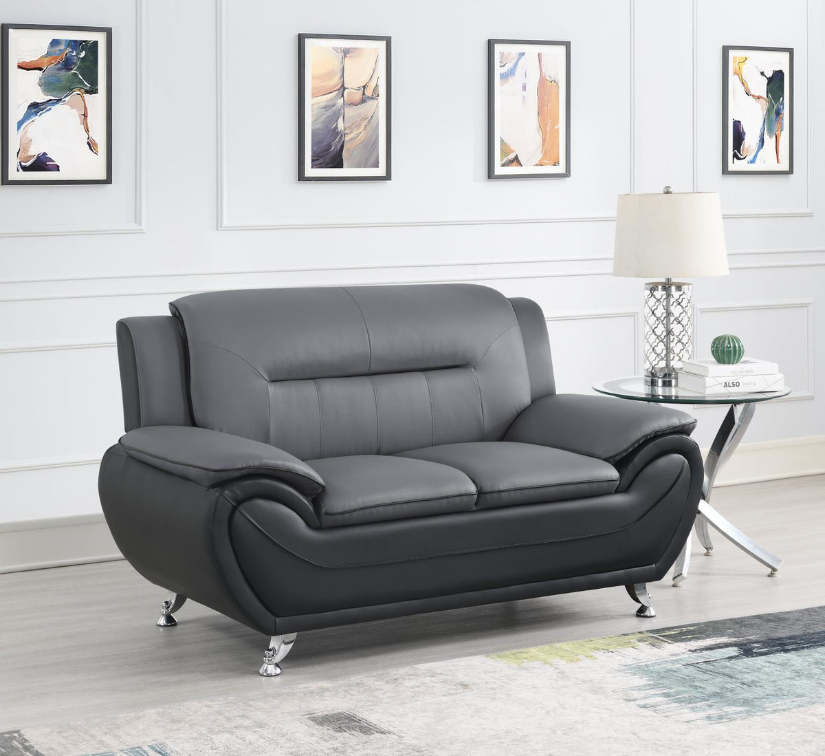 Gray PU Loveseat