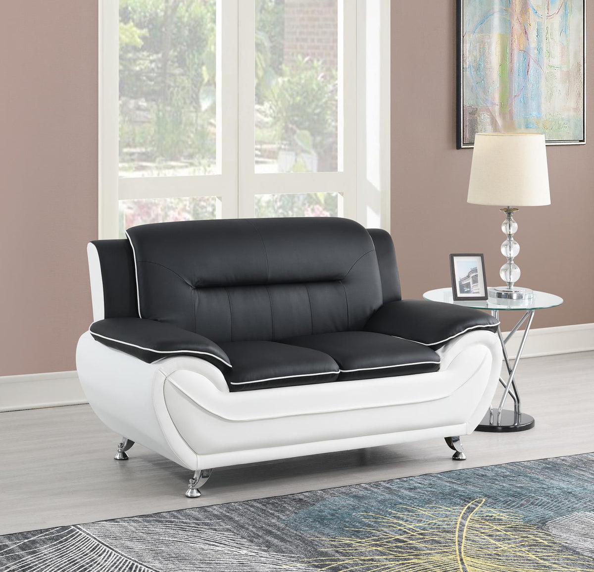 Black PU Loveseat