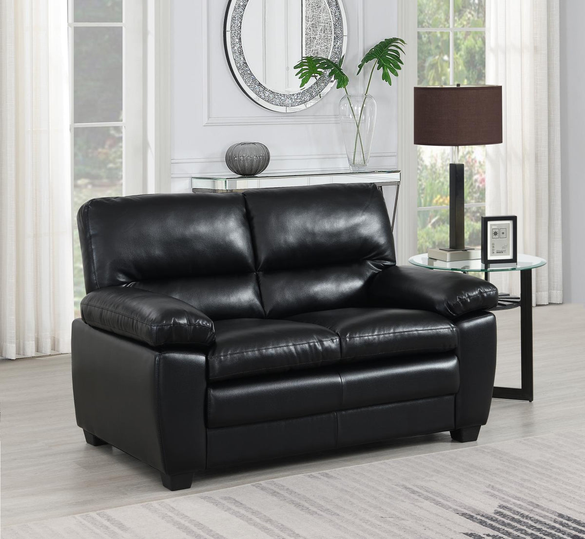 Black PU Loveseat