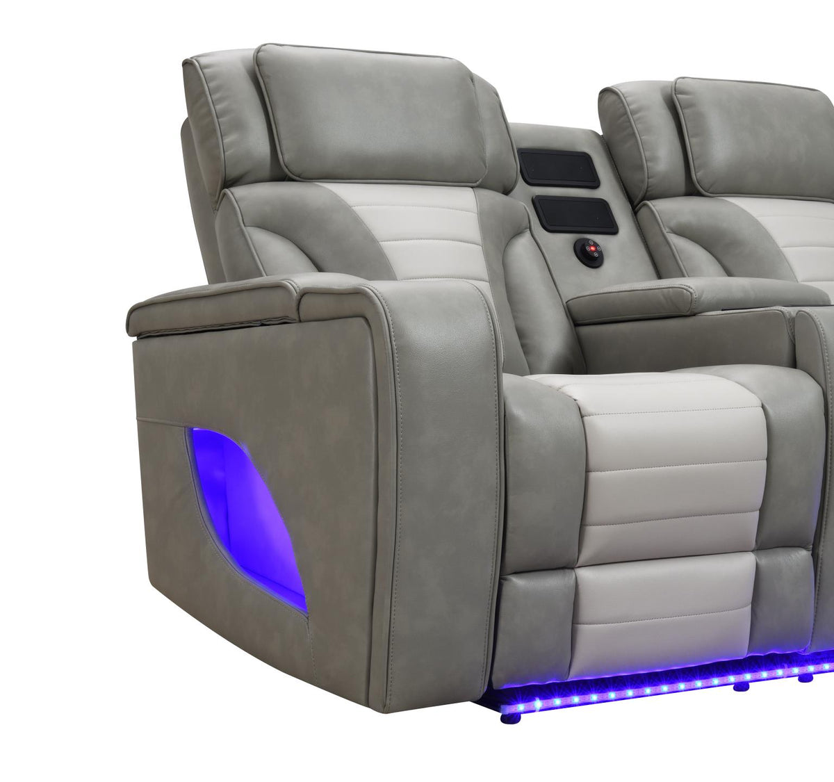 Gray/White Power 3-Piece Sectional with Bluetooth Speaker, And Wireless Charger
