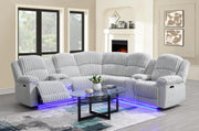 Gray Corduroy Power 3-Piece Sectional with Bluetooth Speaker, And Wireless Charger