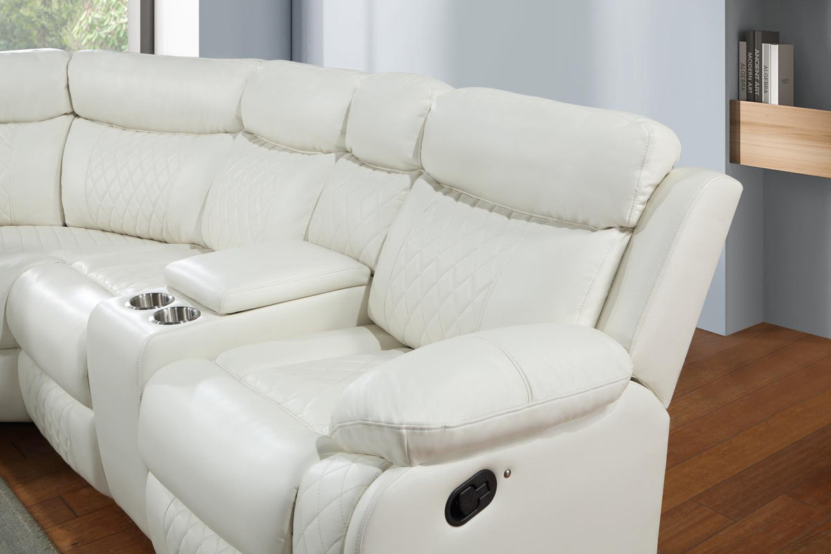 White Motion 3-Piece Sectional with Bluetooth Speaker