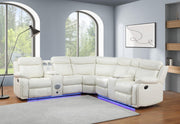 White Motion 3-Piece Sectional with Bluetooth Speaker