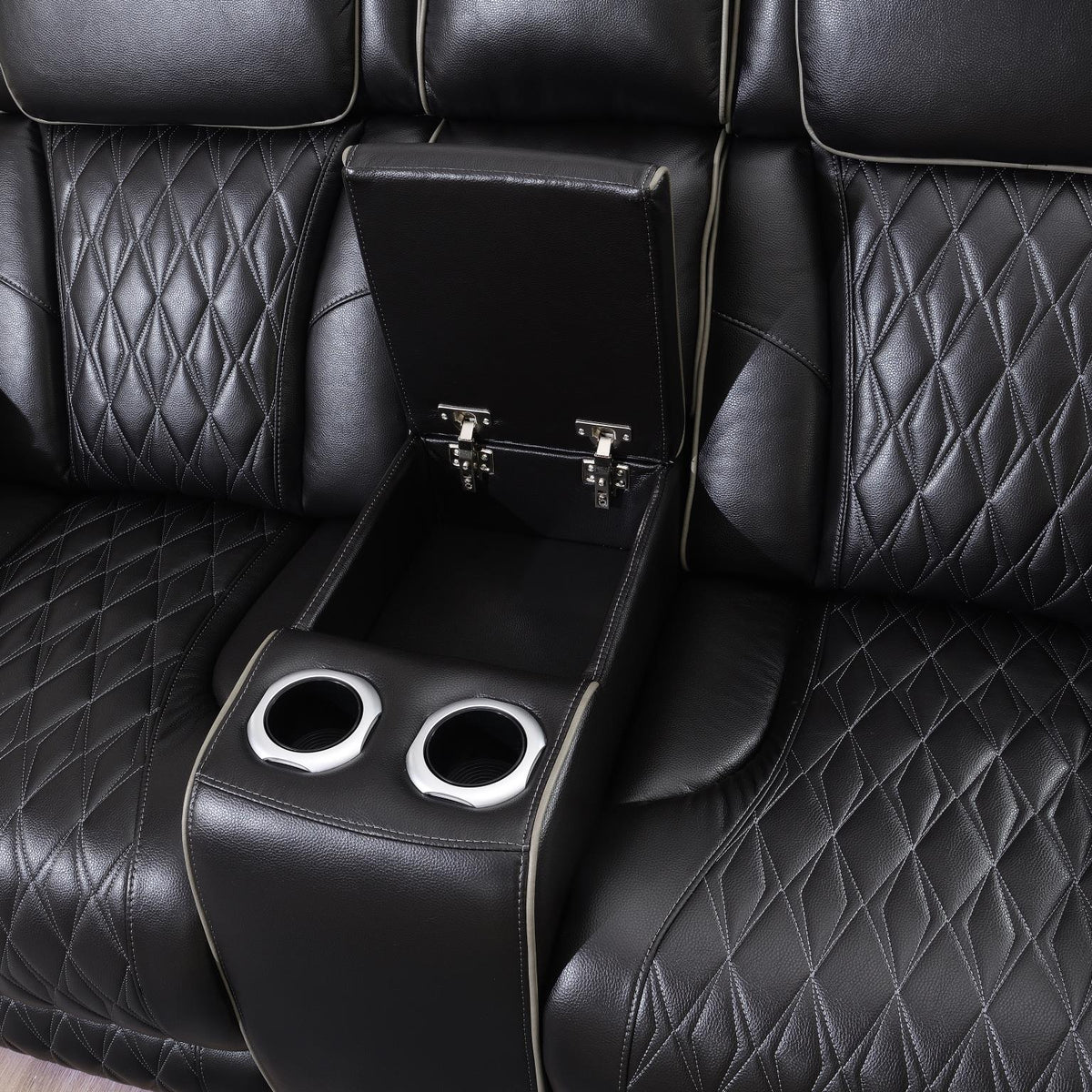 Black Power Reclining with Pwr Headrest, Massage, Heat, Ambient Lighting, Storage Arms/USB And Wire
