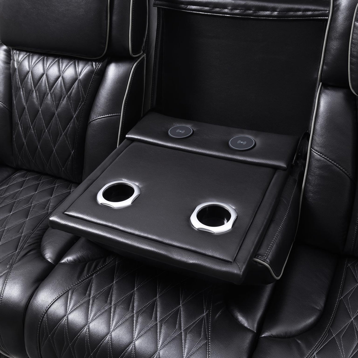 Black Power Reclining with Pwr Headrest, Reading Light, Massage, Heat, Ambient Lighting, Storage Ar