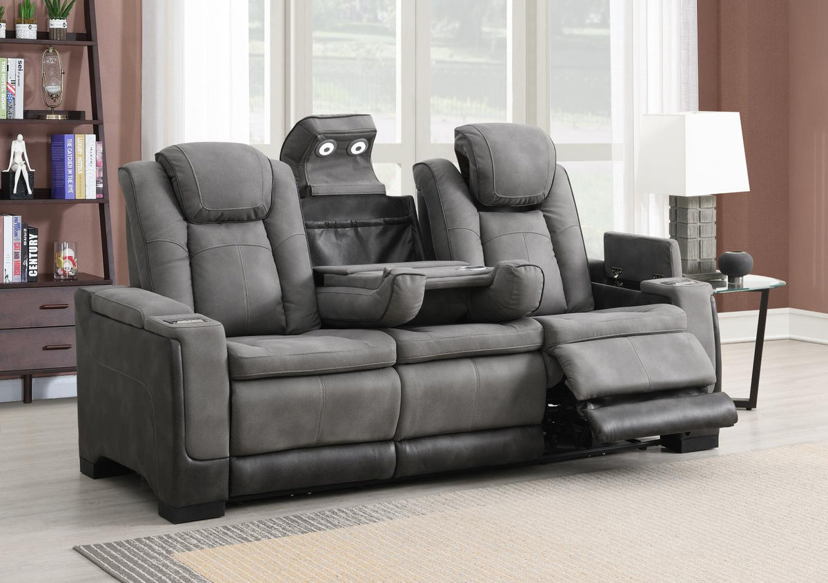 Slate Power Reclining with Pwr Headrest, Storage Arms/USB And Wireless Charger Loveseat