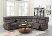 Brown Fabric 3-Piece Reclining Sectional