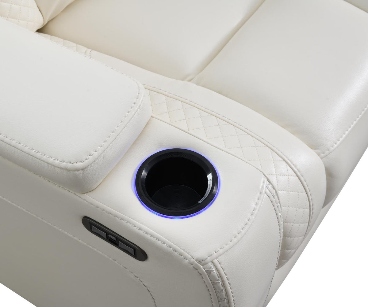 White Power Reclining 2-Piece Living Room Set
