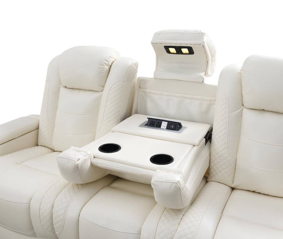 White Power Reclining 2-Piece Living Room Set