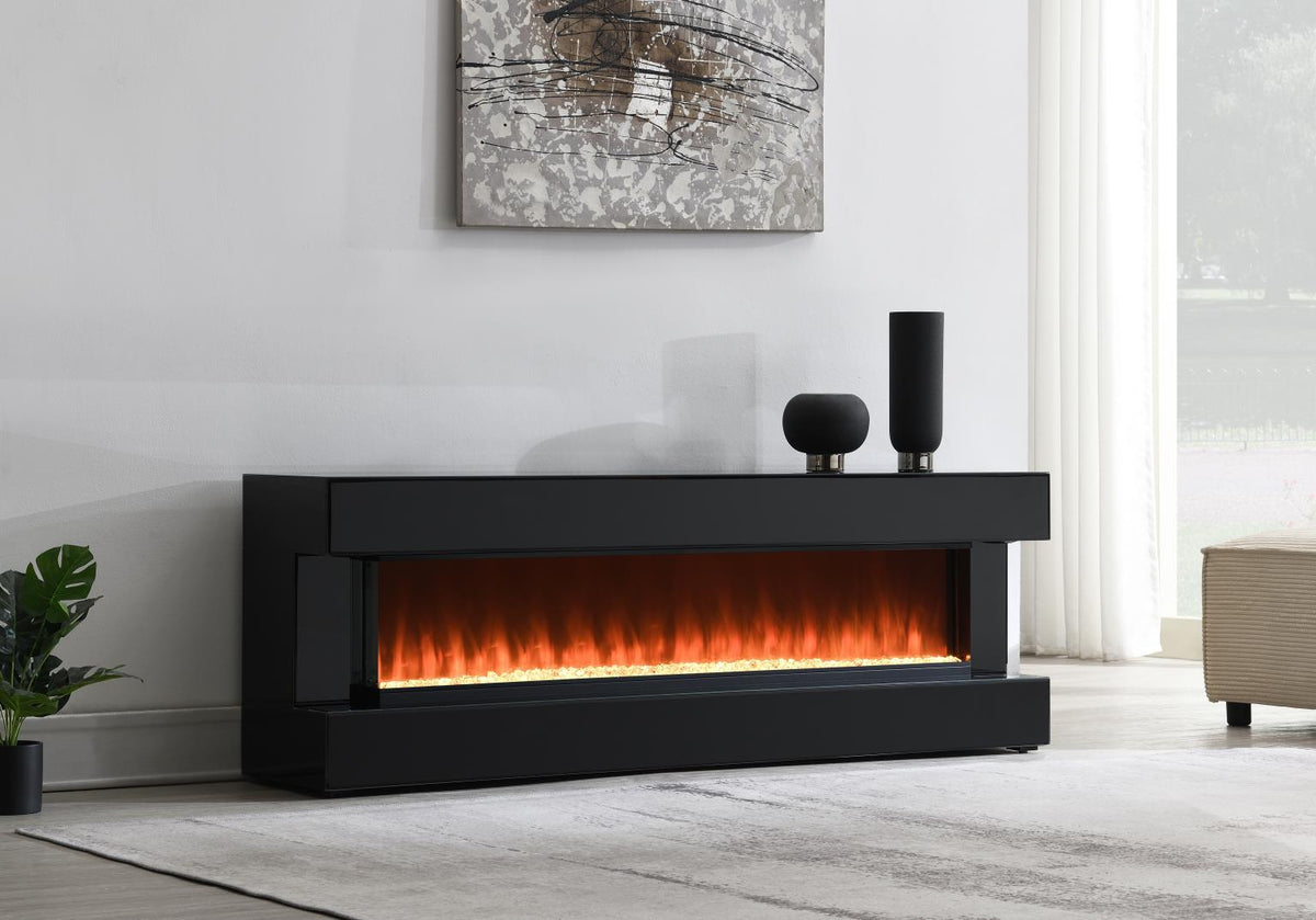 Black Fireplace TV Stand with Bluetooth Speaker