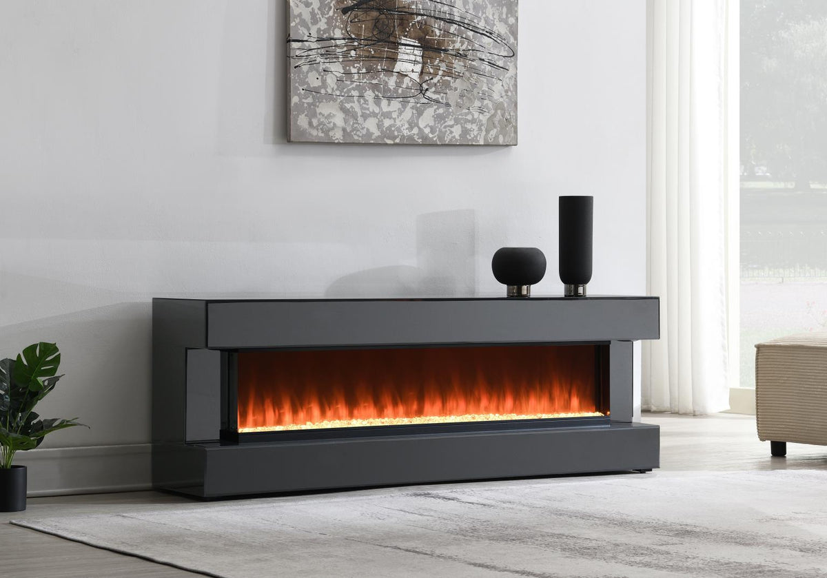 Gray Fireplace TV Stand with Bluetooth Speaker