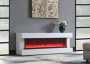 White Fireplace TV Stand with Bluetooth Speaker