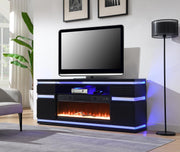 Black Fireplace TV Stand with Bluetooth Speaker,Multi Colors, RGB LED Light