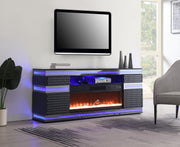 Gray Fireplace TV Stand with Bluetooth Speaker,Multi Colors, RGB LED Light